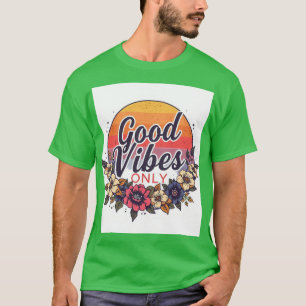 Good Vibes Only Retro 70s Sunset Typography T-Shirt
