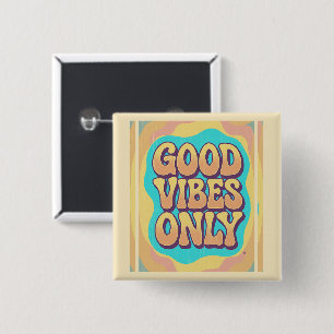 Good vibes only retro groovy style 15 cm square badge