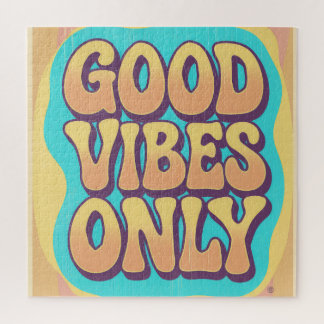 Good vibes only retro groovy style jigsaw puzzle