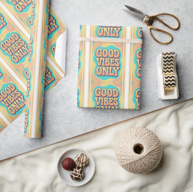 Good vibes only retro groovy style wrapping paper (Crafts)