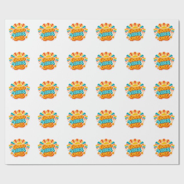 Good Vibes Only Retro Sun Gift Wrapping Paper (Flat)