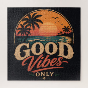 Good Vibes Only Retro Sunset Design Jigsaw Puzzle