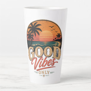Good Vibes Only Retro Sunset Design Latte Mug
