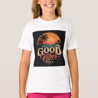 Good Vibes Only Retro Sunset Design T-Shirt