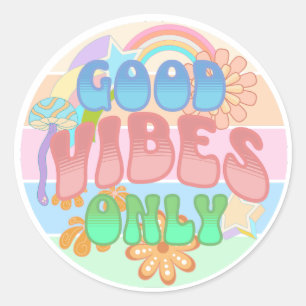Good Vibes Only   Retro Vintage  Classic Round Sticker