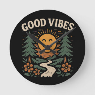 Good Vibes Only!! Round Clock