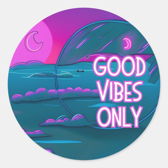 Good Vibes Only Round Sticker (Front)