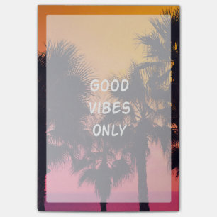 "Good Vibes Only" Tropical Beach Palms Sunset Post-it Notes