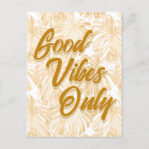 Good Vibes Only Tropical Yellow Monstera Leaves