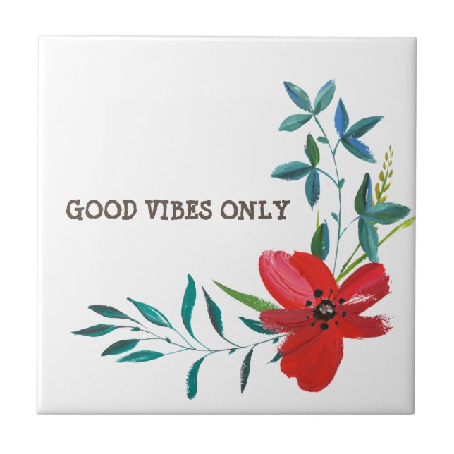 Good Vibes Only Watercolor Tile (Front)