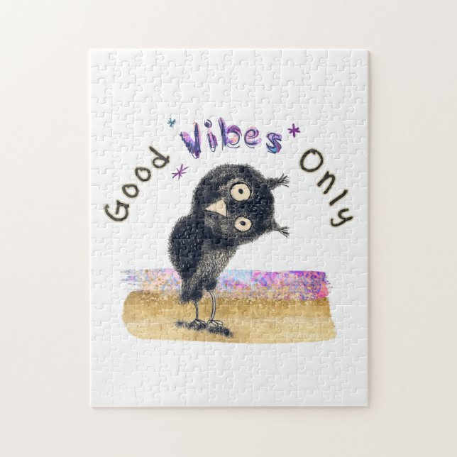 Good Vibes Only with Curious Owl Jigsaw Puzzle (Vertical)