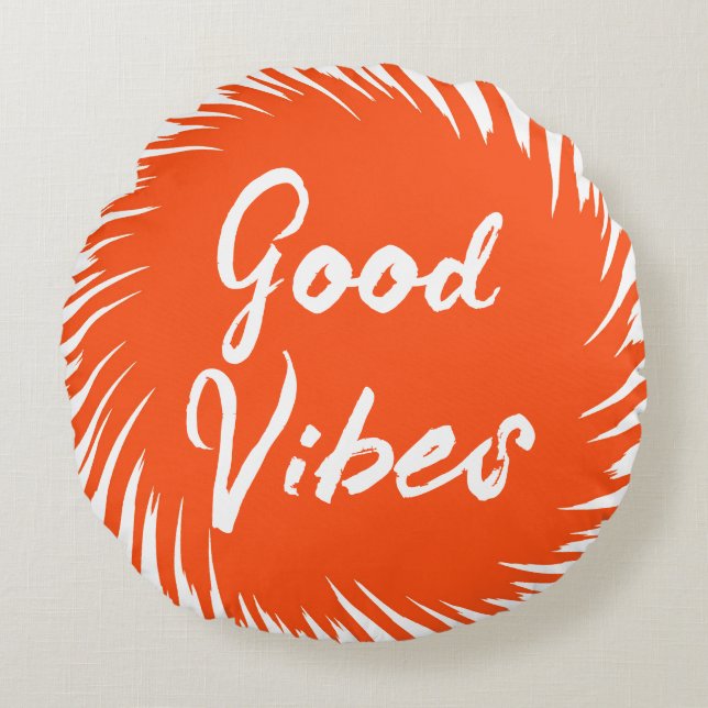Good Vibes Orange Round Cushion (Front)