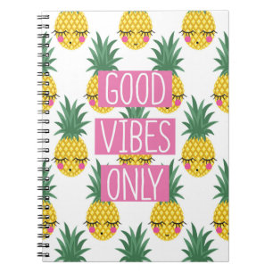 Good Vibes Pineapples Summer Pattern Notebook