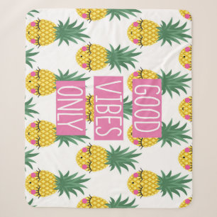 Good Vibes Pineapples Summer Pattern Sherpa Blanket