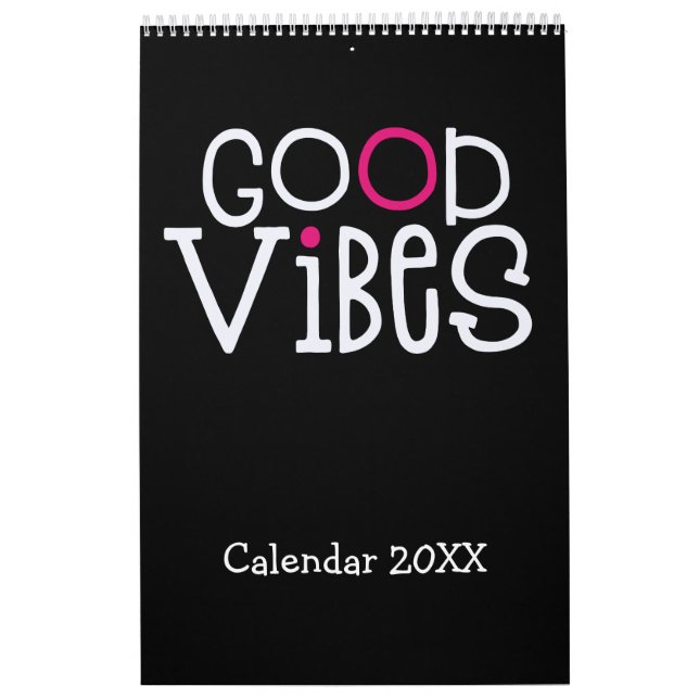 Good Vibes Positive Quotes Pink Black 2022 Calendar (Cover)