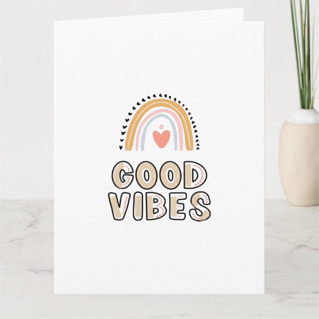 Good Vibes Rainbow Boho Lettering Card (Front)