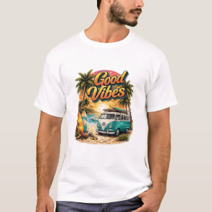 Good Vibes Retro Beach Van T-Shirt Summer Surf