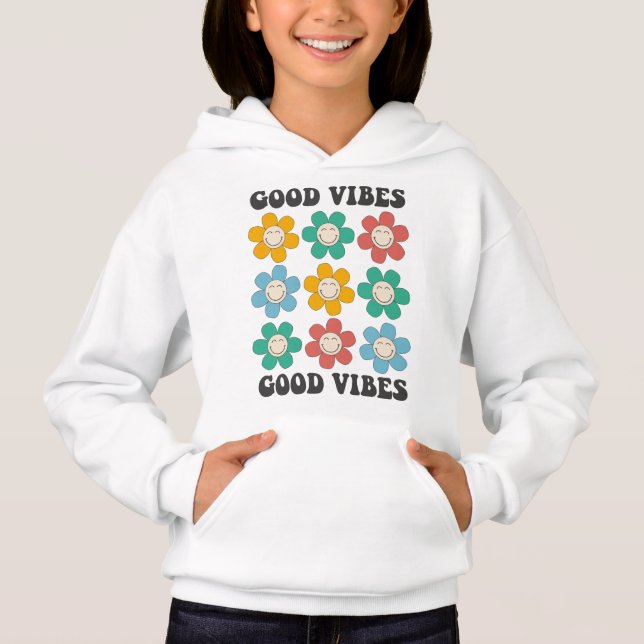 Good Vibes Retro Colourful Daisy Flowers (Front)
