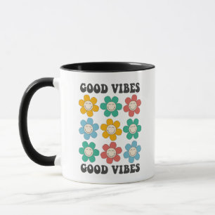Good Vibes Retro Colourful Daisy Flowers Mug