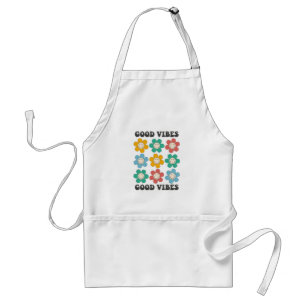 Good Vibes Retro Colourful Daisy Flowers Standard Apron