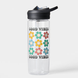 Good Vibes Retro Colourful Daisy Flowers Water Bottle