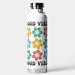 Good Vibes Retro Colourful Daisy Flowers Water Bottle