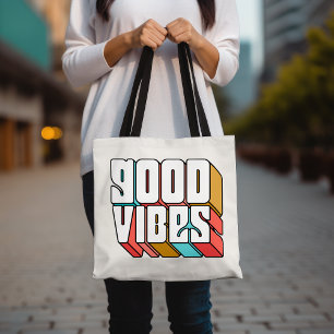 Good Vibes Retro Trendy Motivational Inspirational Tote Bag