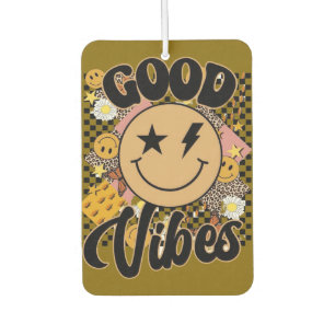 Good Vibes Smiley Face Car Air Freshener
