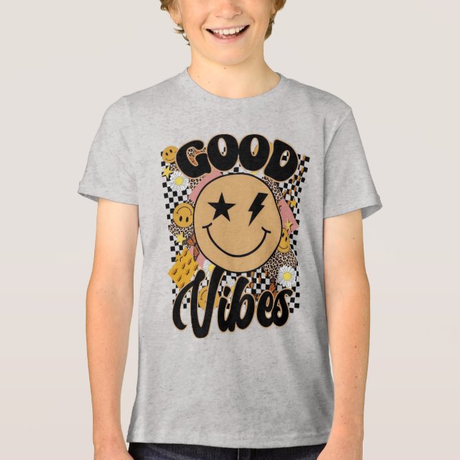 Good Vibes Smiley Face Tri-Blend Shirt (Front)