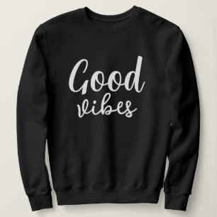 Good Vibes Stylish Modern Minimal Monogram Black Sweatshirt