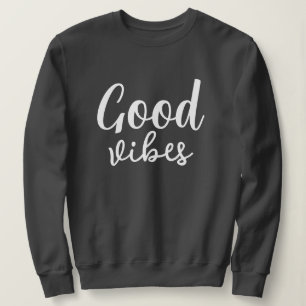 Good Vibes Stylish Modern Minimal Monogram Grey Sweatshirt