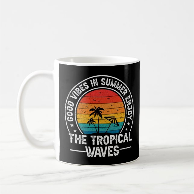 Good Vibes Summer Tropical Waves Coffee Mug (Left)