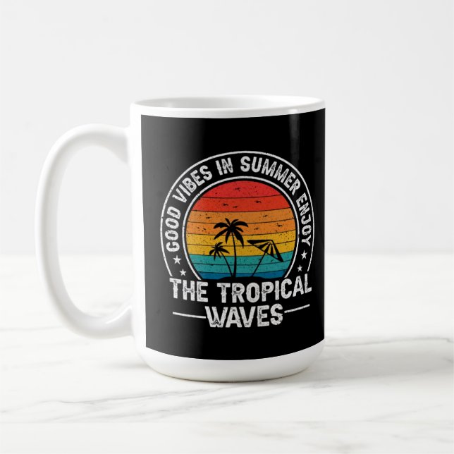 Good Vibes Summer Tropical Waves Coffee Mug (Left)