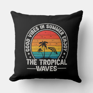 Good Vibes Summer Tropical Waves Cushion