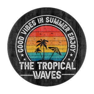 Good Vibes Summer Tropical Waves Cutting Board