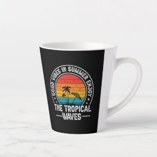 Good Vibes Summer Tropical Waves Latte Mug