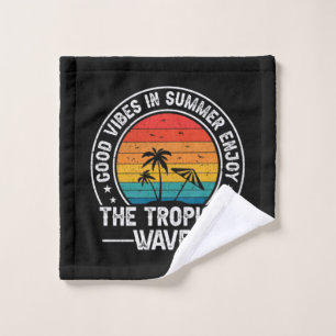 Good Vibes Summer Tropical Waves Wash Cloth