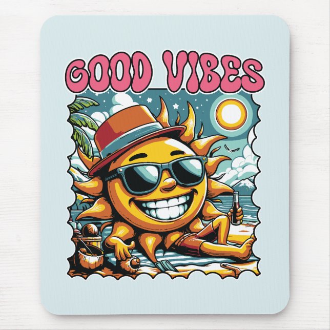 Good Vibes - Sunshine - Retro Summer Mouse Pad (Front)