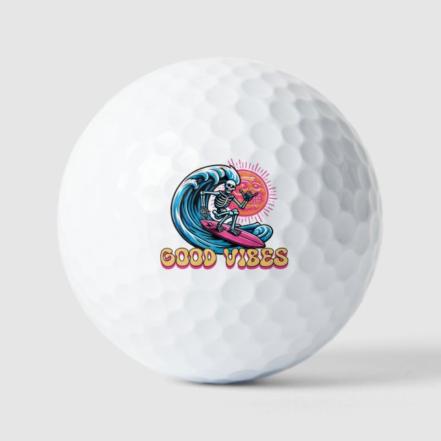 Good Vibes - Surfing - Summer Vibes Golf Balls (Front)