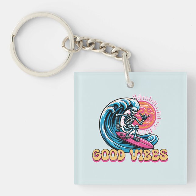 Good Vibes - Surfing - Summer Vibes Key Ring (Front)