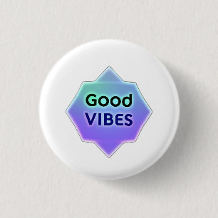 "Good Vibes" Text on Gradient Star Shape 3 Cm Round Badge