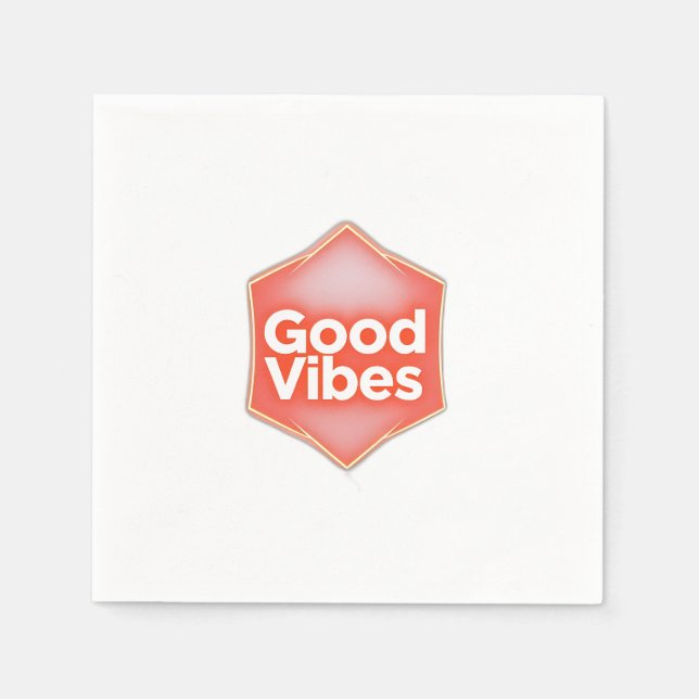 "Good Vibes" Text on Orange Geometric Shape Napkin (Front)