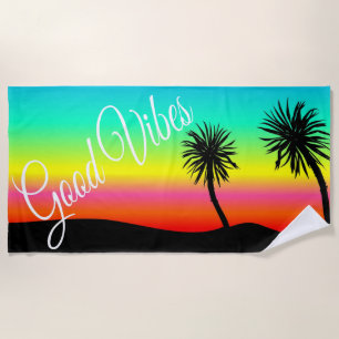 Good Vibes Tropical Summertime Beach Towel