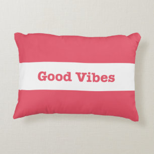 Good Vibes White Band Design (Customisable Colour) Decorative Cushion