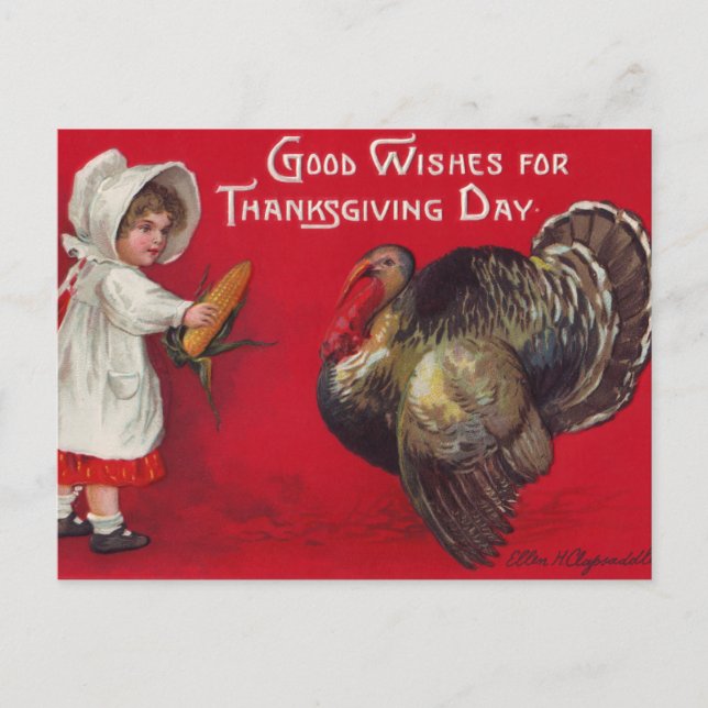 Good Wishes for Thanksgiving Day Holiday Postcard (Front)