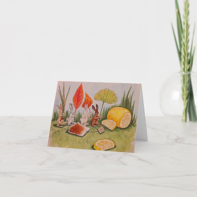 Good Wishes Rabbits Greeting Card (Front)