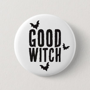 Good Witch, Bats, Halloween Button