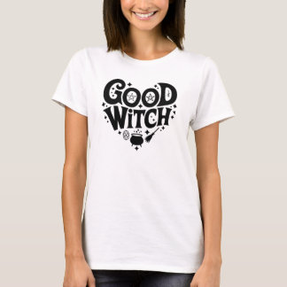 Good Witch Black and White Womens Halloween T-Shirt