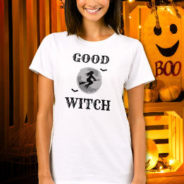 Good Witch Black and White Womens Halloween T-Shirt