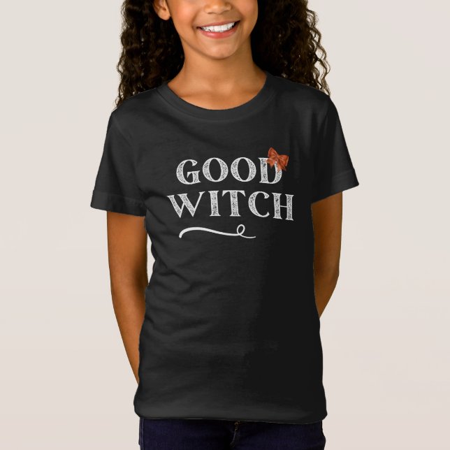 Good Witch - cute orange bow black T-Shirt (Front)